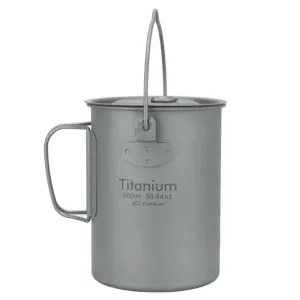 APG 0.9L Titanium Hanging Cup Water Cup Mug Cooking Pot Camping Cookware Set Kitchen Tableware