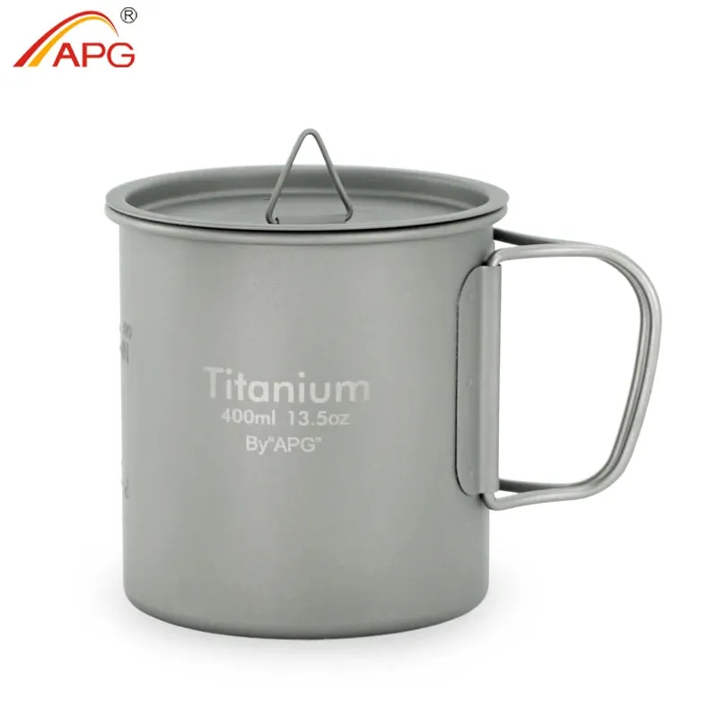 APG Ultralight Titanium Pan Outdoor Camping Titanium Bowl Set Folding Handle Cookware