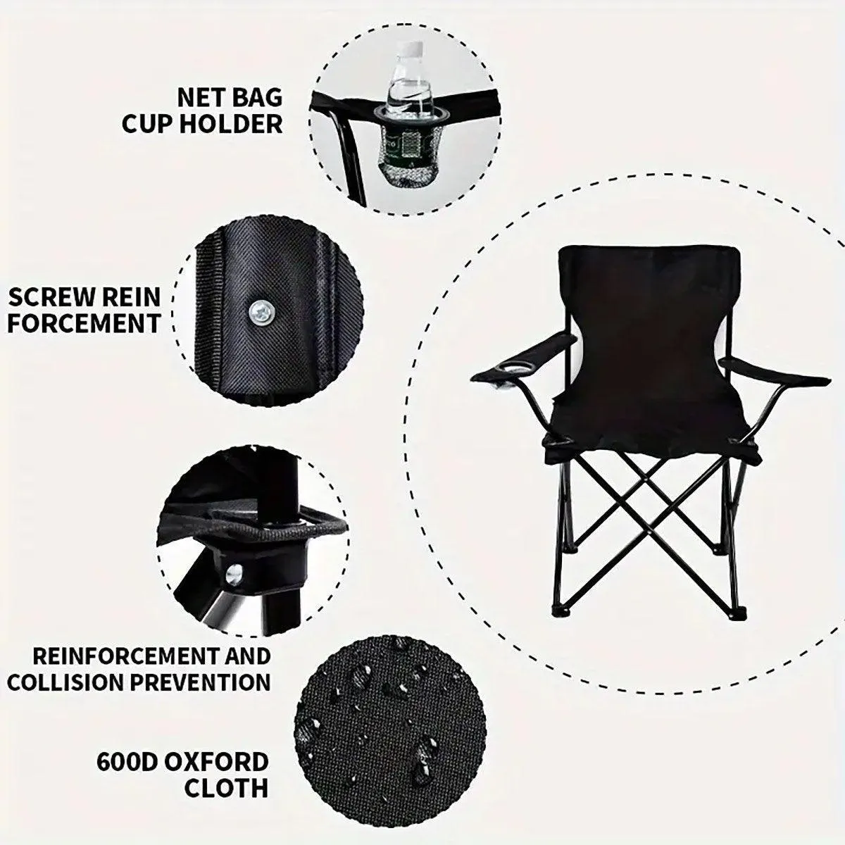 Armrest Camping Fishing Folding Chair Outdoor Portable Picnic Leisure Seat
