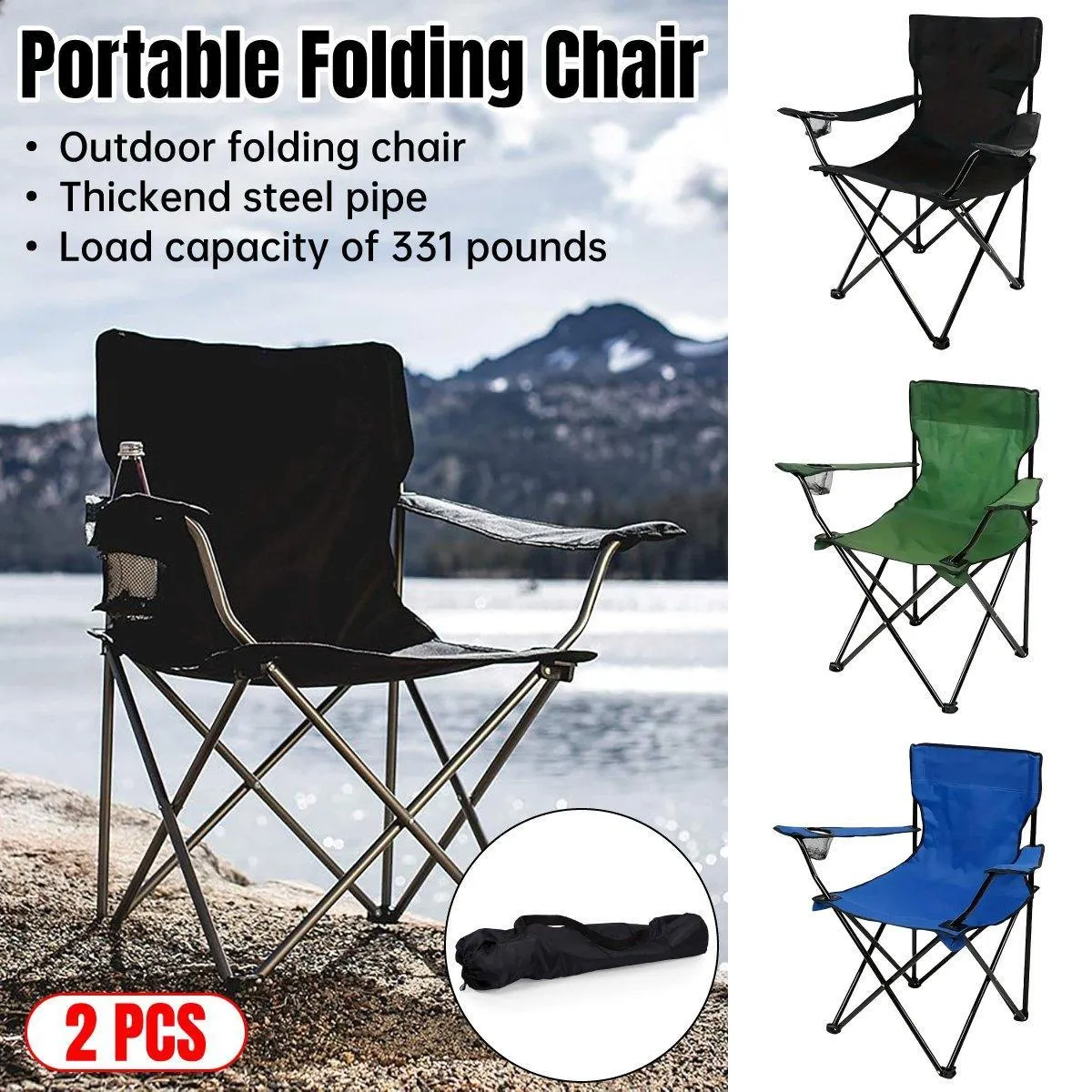 Armrest Camping Fishing Folding Chair Outdoor Portable Picnic Leisure Seat