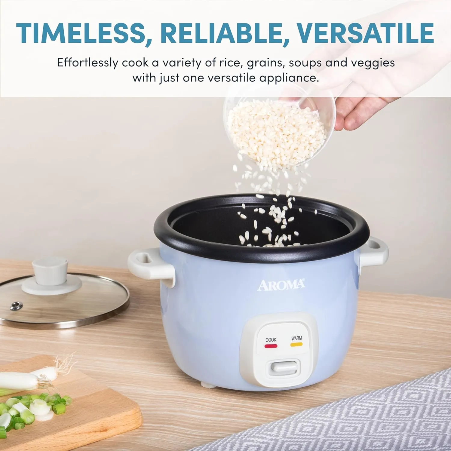 Aroma Housewares 4-Cups (Cooked) / 1Qt. Rice & Grain Cooker (ARC-302NGBL), Blue