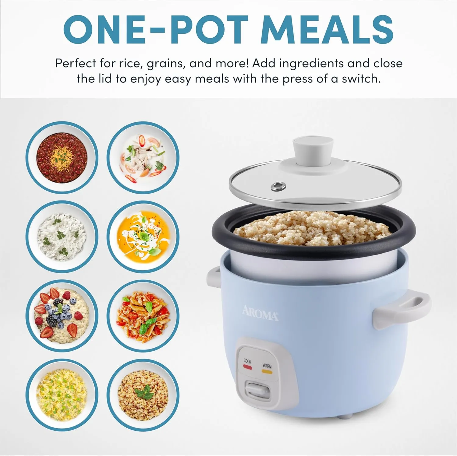 Aroma Housewares 4-Cups (Cooked) / 1Qt. Rice & Grain Cooker (ARC-302NGBL), Blue