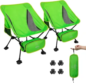 ATEPA Backpacking Chair, Ultralight Folding Portable Small Camping Chairs for Adults Compact Foldable Beach Seat with Anti-Sinking Feet & Aluminum Frame for Outdoor Hiking Travel Fishing