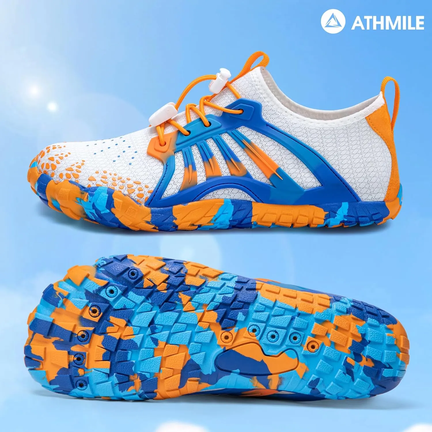 ATHMILE Water Shoes for Women Men Quick Dry Beach Barefoot Aqua Swim Shoes Non-Slip for Wading Rafting Hiking Kayaking
