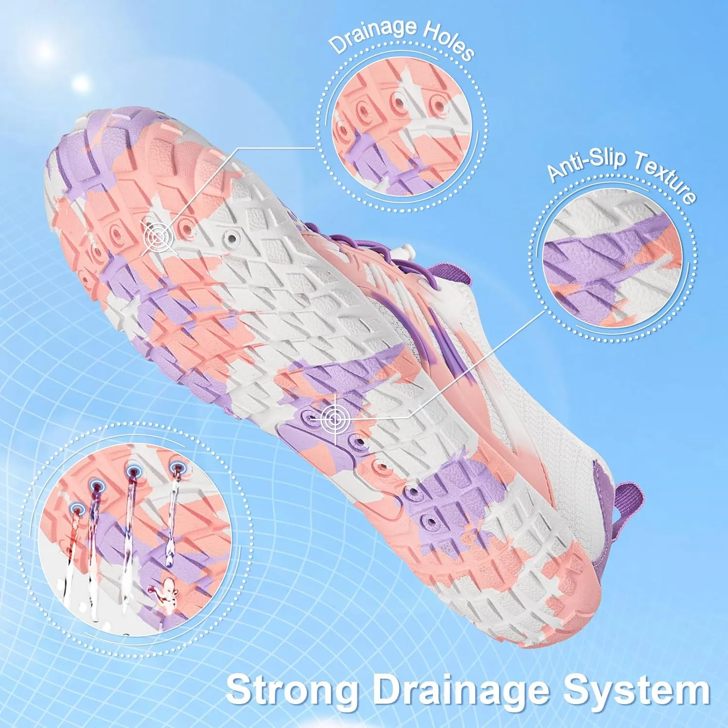 ATHMILE Water Shoes for Women Men Quick Dry Beach Barefoot Aqua Swim Shoes Non-Slip for Wading Rafting Hiking Kayaking