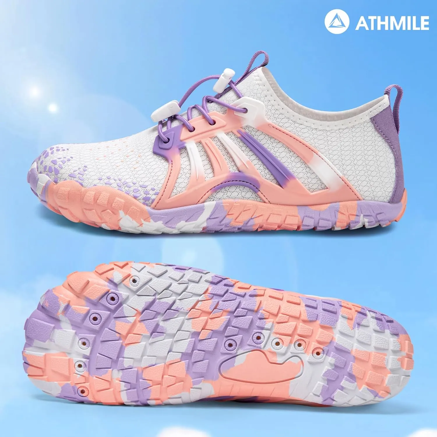 ATHMILE Water Shoes for Women Men Quick Dry Beach Barefoot Aqua Swim Shoes Non-Slip for Wading Rafting Hiking Kayaking