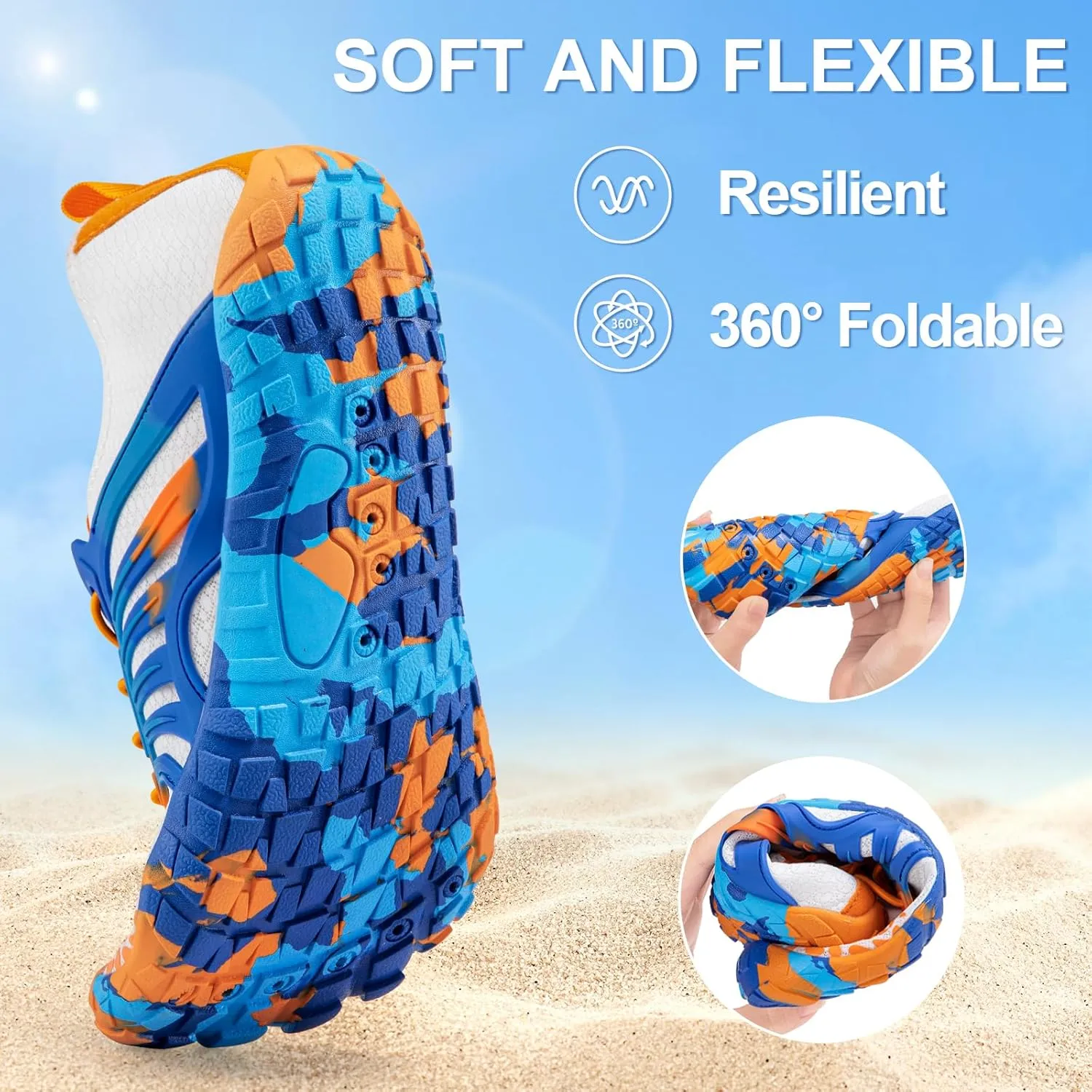 ATHMILE Water Shoes for Women Men Quick Dry Beach Barefoot Aqua Swim Shoes Non-Slip for Wading Rafting Hiking Kayaking