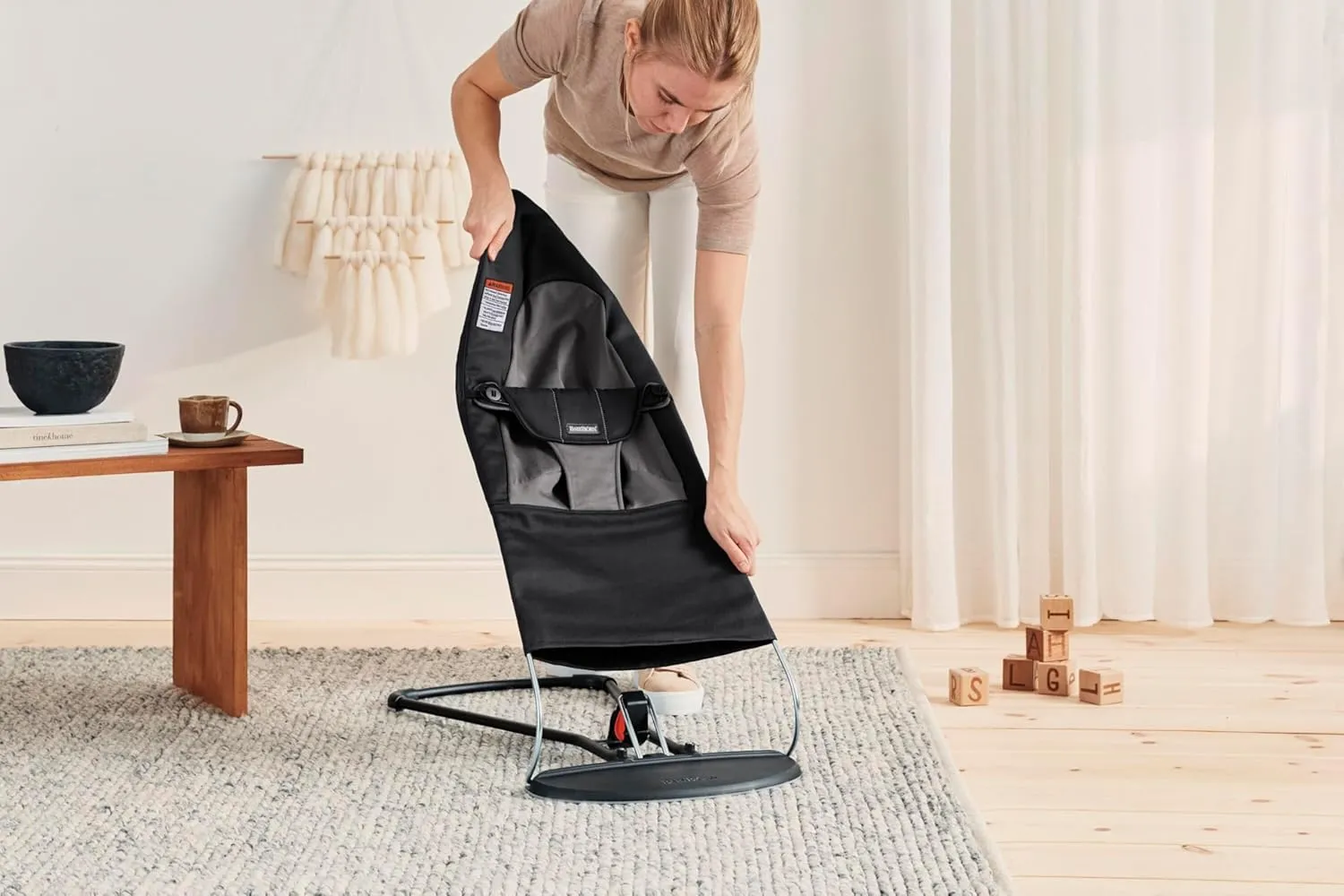 BabyBjörn Bouncer Balance Soft, Black/Dark Gray, Woven | 2-in-1 Adjustable Baby Bouncer Seat and Toddler Chair, Newborn to Toddler (8-29 lbs), 4 Positions, Lightweight & Portable