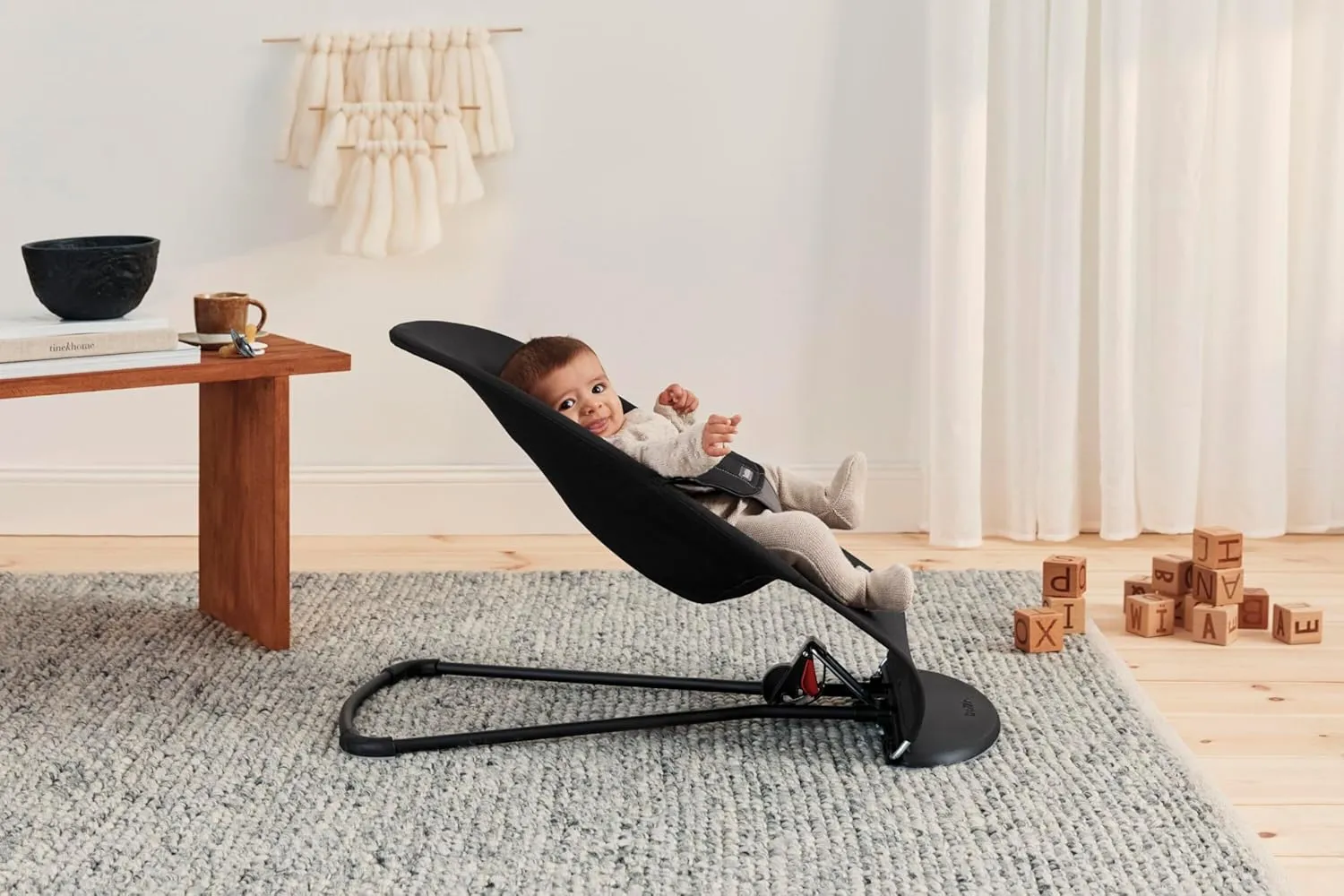 BabyBjörn Bouncer Balance Soft, Black/Dark Gray, Woven | 2-in-1 Adjustable Baby Bouncer Seat and Toddler Chair, Newborn to Toddler (8-29 lbs), 4 Positions, Lightweight & Portable