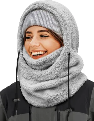 Balaclava Winter Ski Mask for Men Women, Fleece Face Mask Women Hat Neck Windproof Hooded Scarf Cold Weather Warm Face Cover
