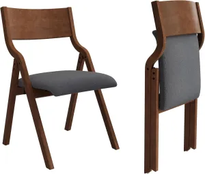 Ball & Cast Folding Dining Chairs Set of 2,Portable Kitchen Chairs with Padded Cushions,Ergonomical Design,Foldable Wood Dining Chairs for Dining Room,Restaurant,Kitchen,Office,Indoor,Dary Grey Walnut