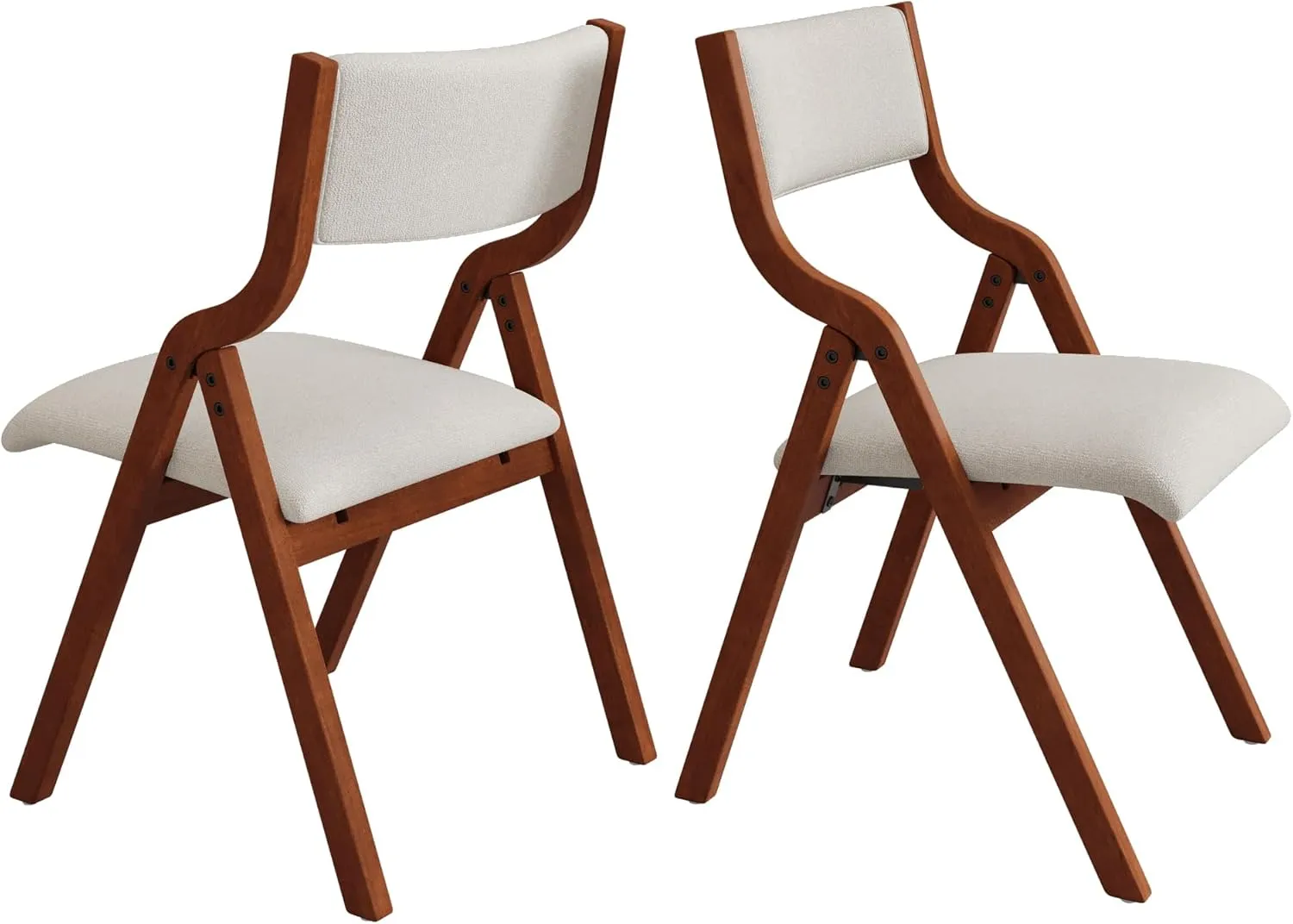 Ball & Cast Padded Folding Chairs 2 Pack,Solid Wood Frame Foldable Dining Chair,18" Seat Height,Space Saving,Easy to Carry Suitable for Kitchen, Bedroom, Light Grey
