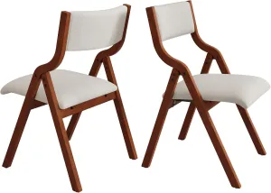 Ball & Cast Padded Folding Chairs 2 Pack,Solid Wood Frame Foldable Dining Chair,18" Seat Height,Space Saving,Easy to Carry Suitable for Kitchen, Bedroom, Light Grey