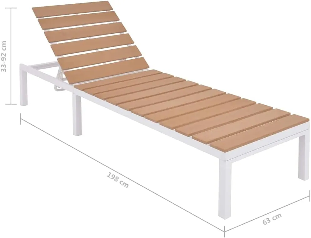 Beach Chairs,Chaise Lounge Chair Outdoor,Sun Lounger Aluminum and WPC BrownIdeal for Garden, Patio, Camping