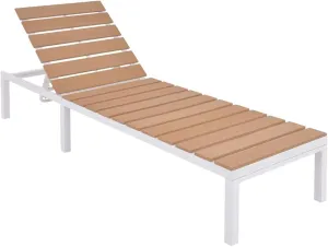 Beach Chairs,Chaise Lounge Chair Outdoor,Sun Lounger Aluminum and WPC BrownIdeal for Garden, Patio, Camping