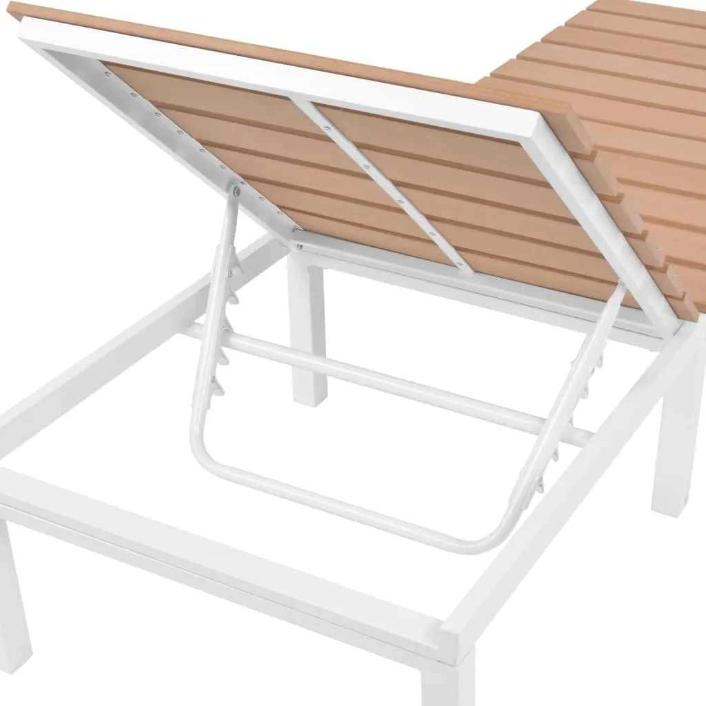 Beach Chairs,Chaise Lounge Chair Outdoor,Sun Lounger Aluminum and WPC BrownIdeal for Garden, Patio, Camping