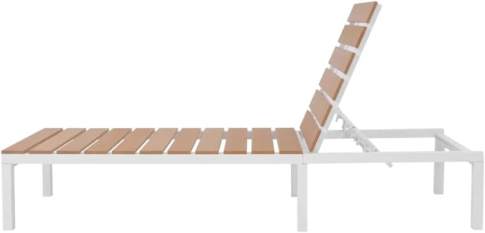 Beach Chairs,Chaise Lounge Chair Outdoor,Sun Lounger Aluminum and WPC BrownIdeal for Garden, Patio, Camping