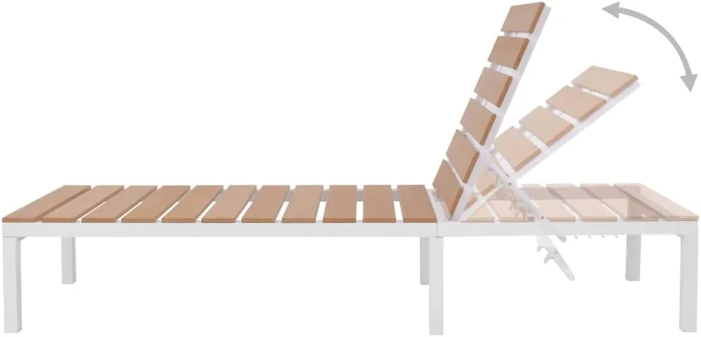 Beach Chairs,Chaise Lounge Chair Outdoor,Sun Lounger Aluminum and WPC BrownIdeal for Garden, Patio, Camping