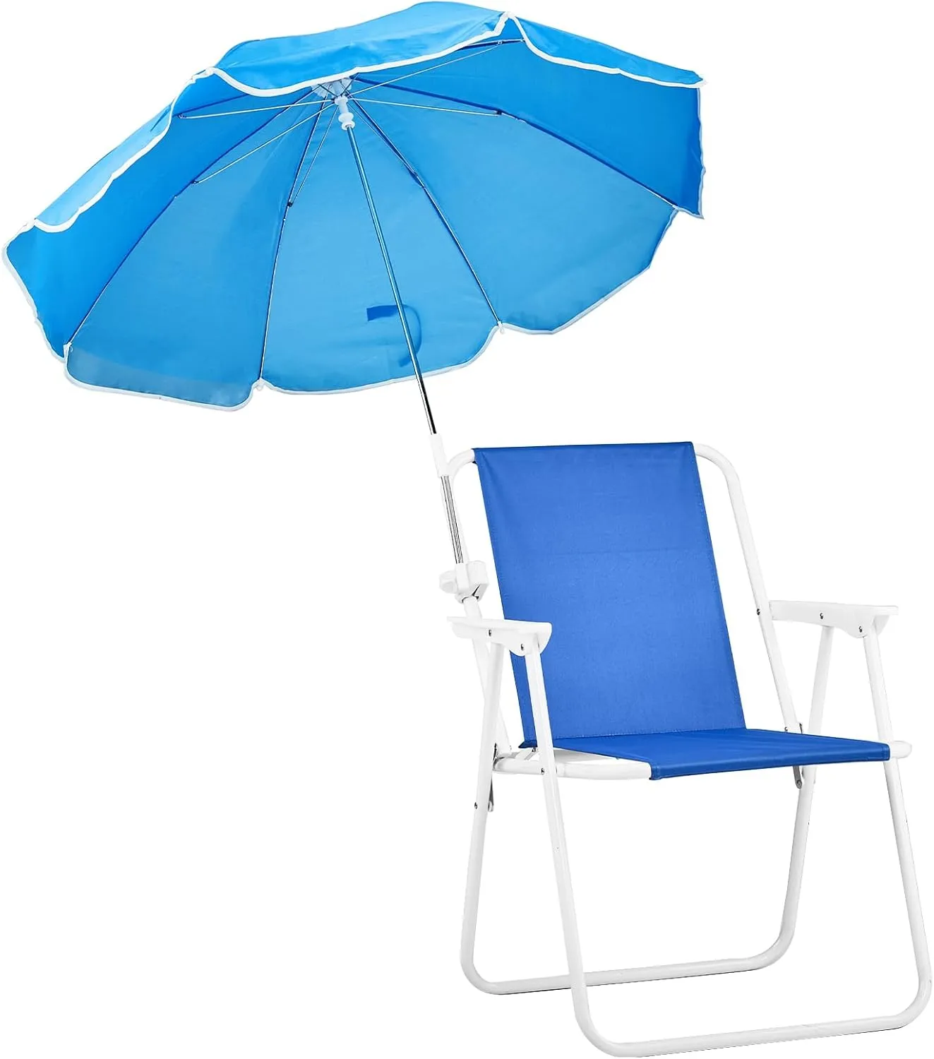 Beach Umbrella Chair for Adults, Folding Heavy Duty Camping Chair,Lightweight High Back Beach Lounge Chairs Shade Chair with Hard Armrest for Beach Lawn Concert -Blue