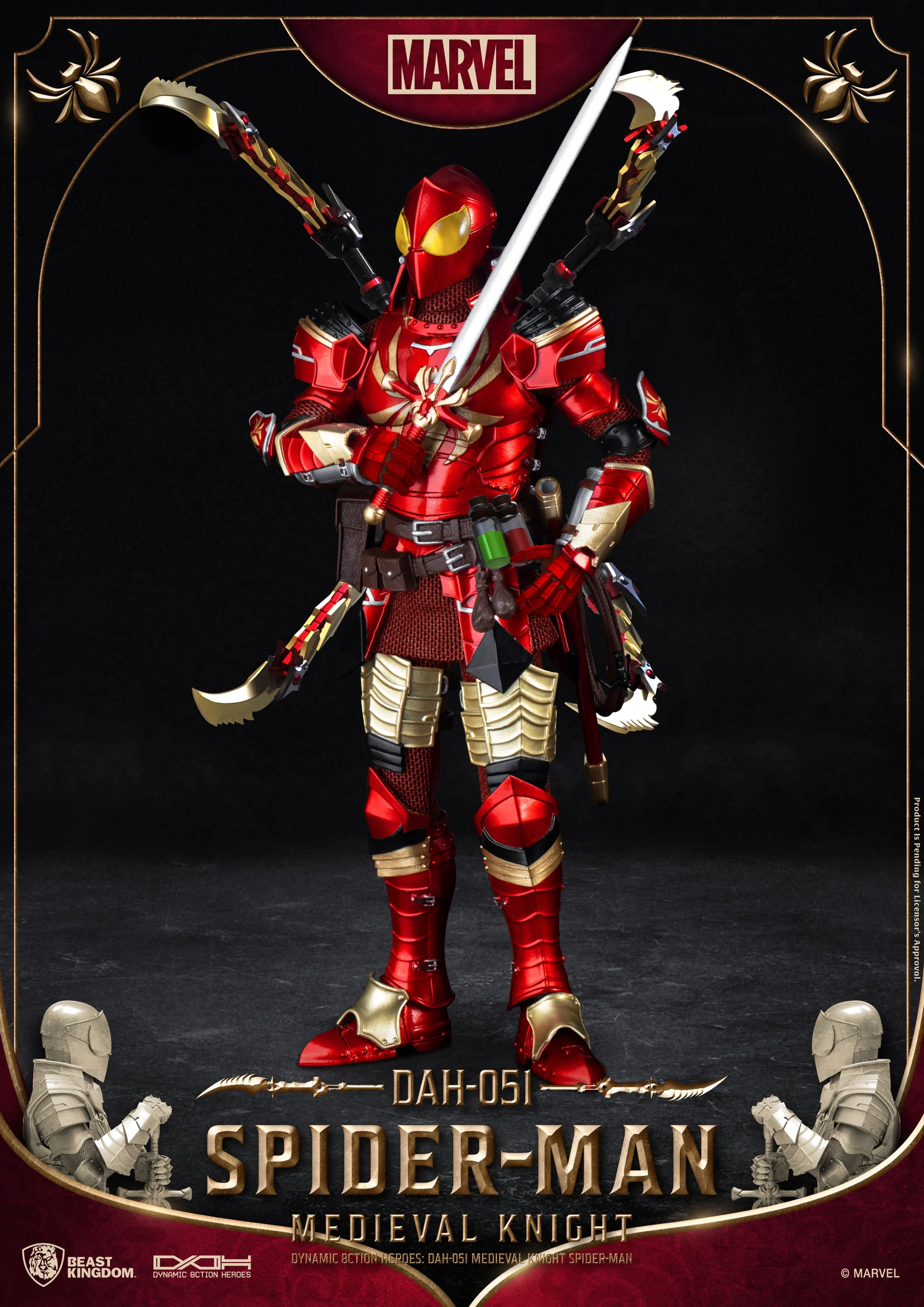 Beast Kingdom DAH-051 Medieval Knight Spider-Man 1:9 Scale Dynamic 8ction Heroes Action Figure