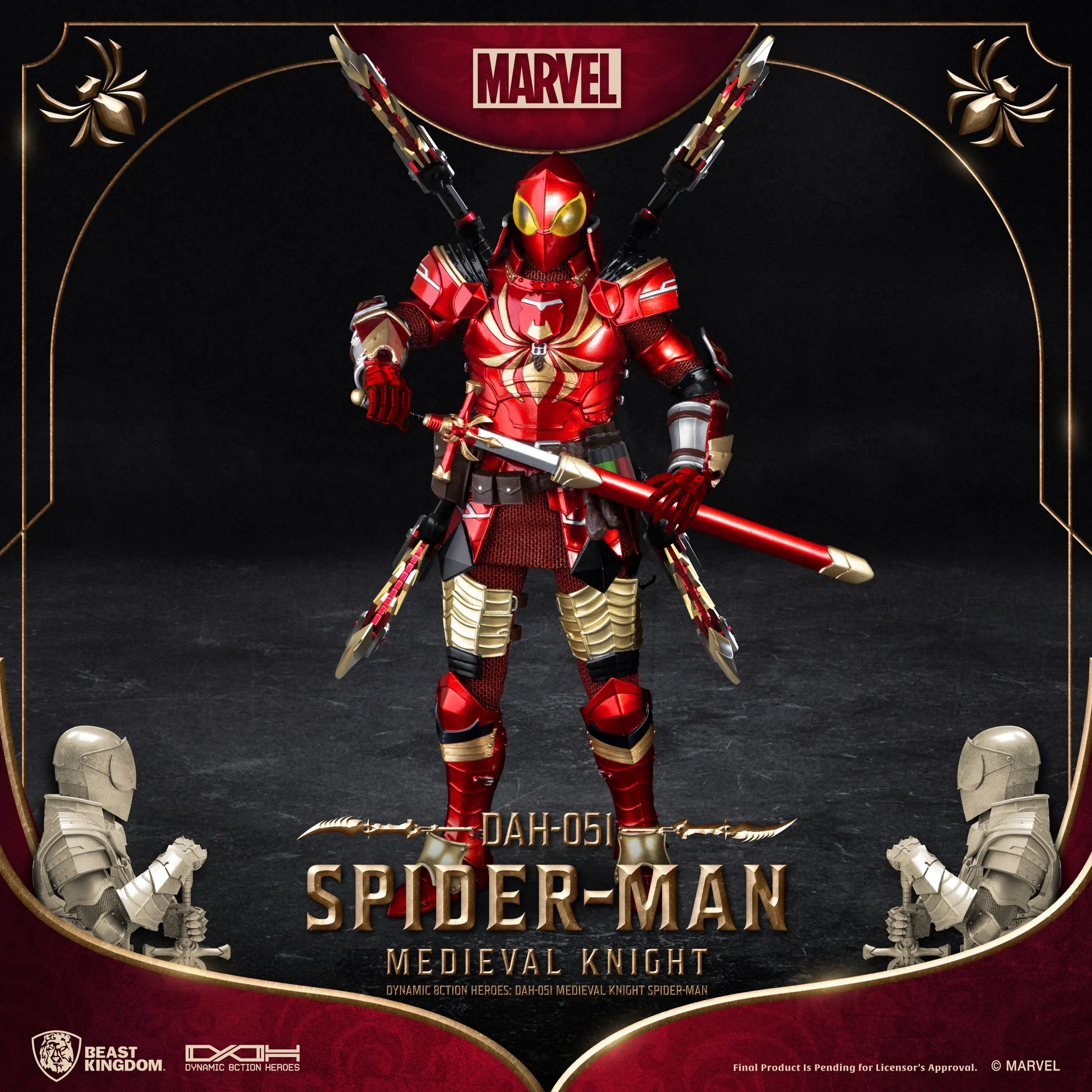 Beast Kingdom DAH-051 Medieval Knight Spider-Man 1:9 Scale Dynamic 8ction Heroes Action Figure