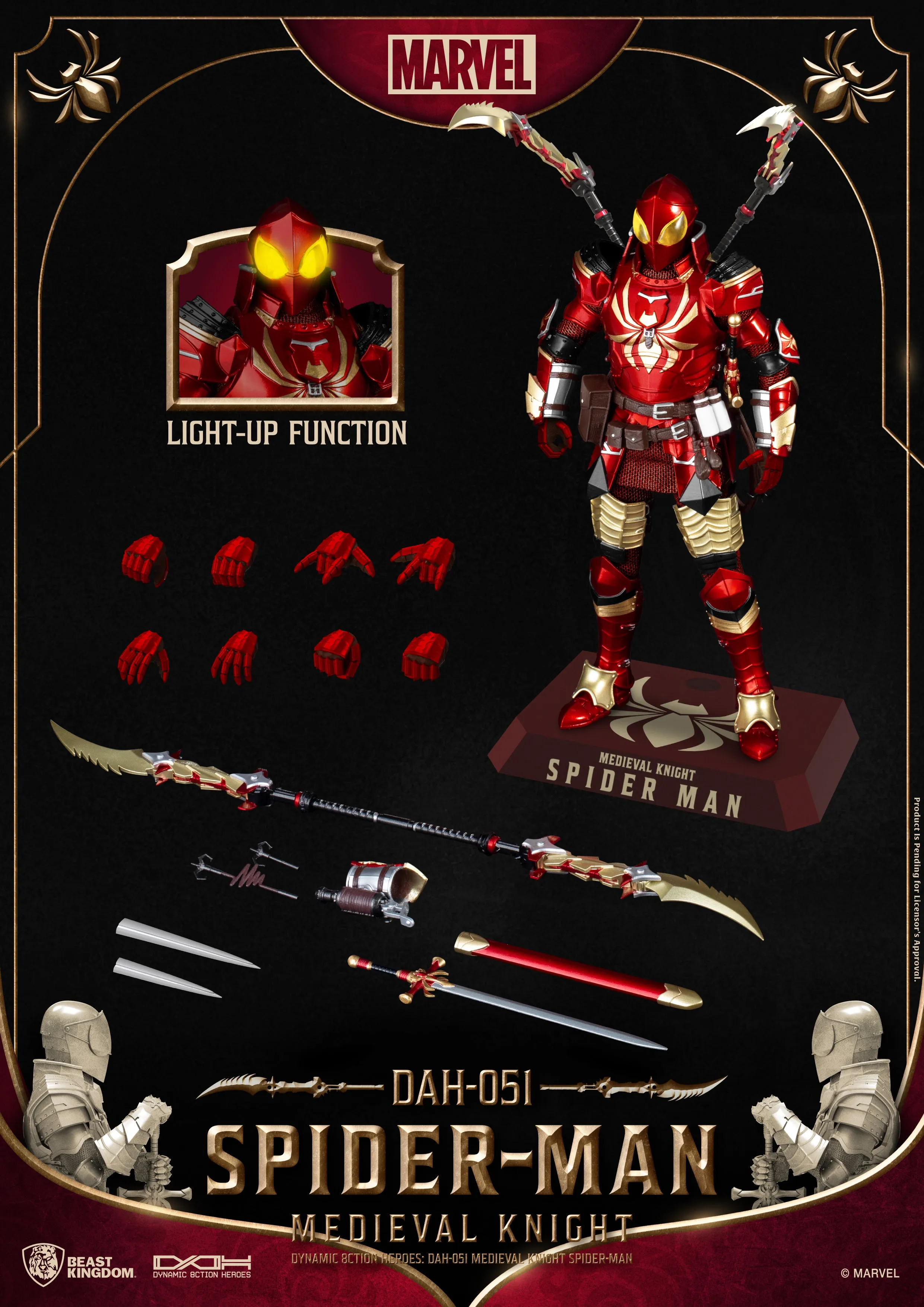 Beast Kingdom DAH-051 Medieval Knight Spider-Man 1:9 Scale Dynamic 8ction Heroes Action Figure