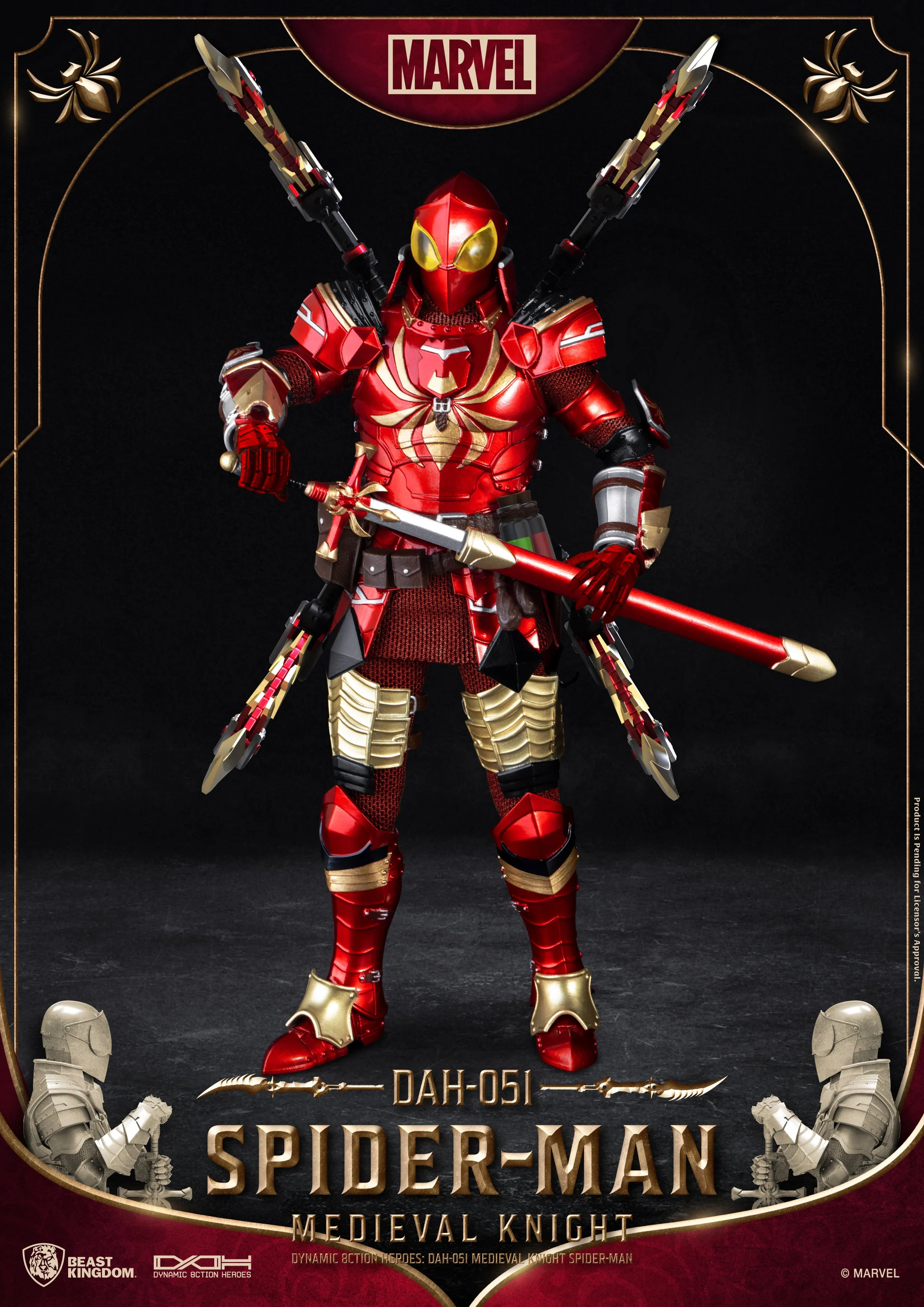 Beast Kingdom DAH-051 Medieval Knight Spider-Man 1:9 Scale Dynamic 8ction Heroes Action Figure