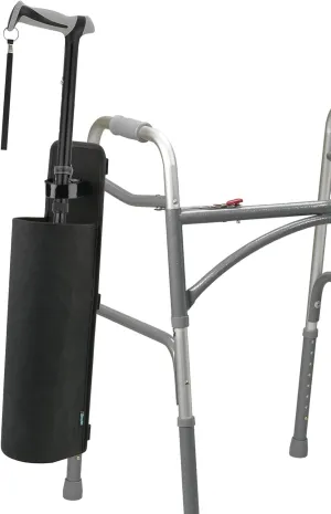 Beautyflier Walking Cane or Stick Holder, Removable Cane Hanging Bag for Wheelchair, Walker, Mobility Scooters, Walking Stick Organizer with Adjustable Hook and Loop, Holder Only (Black)
