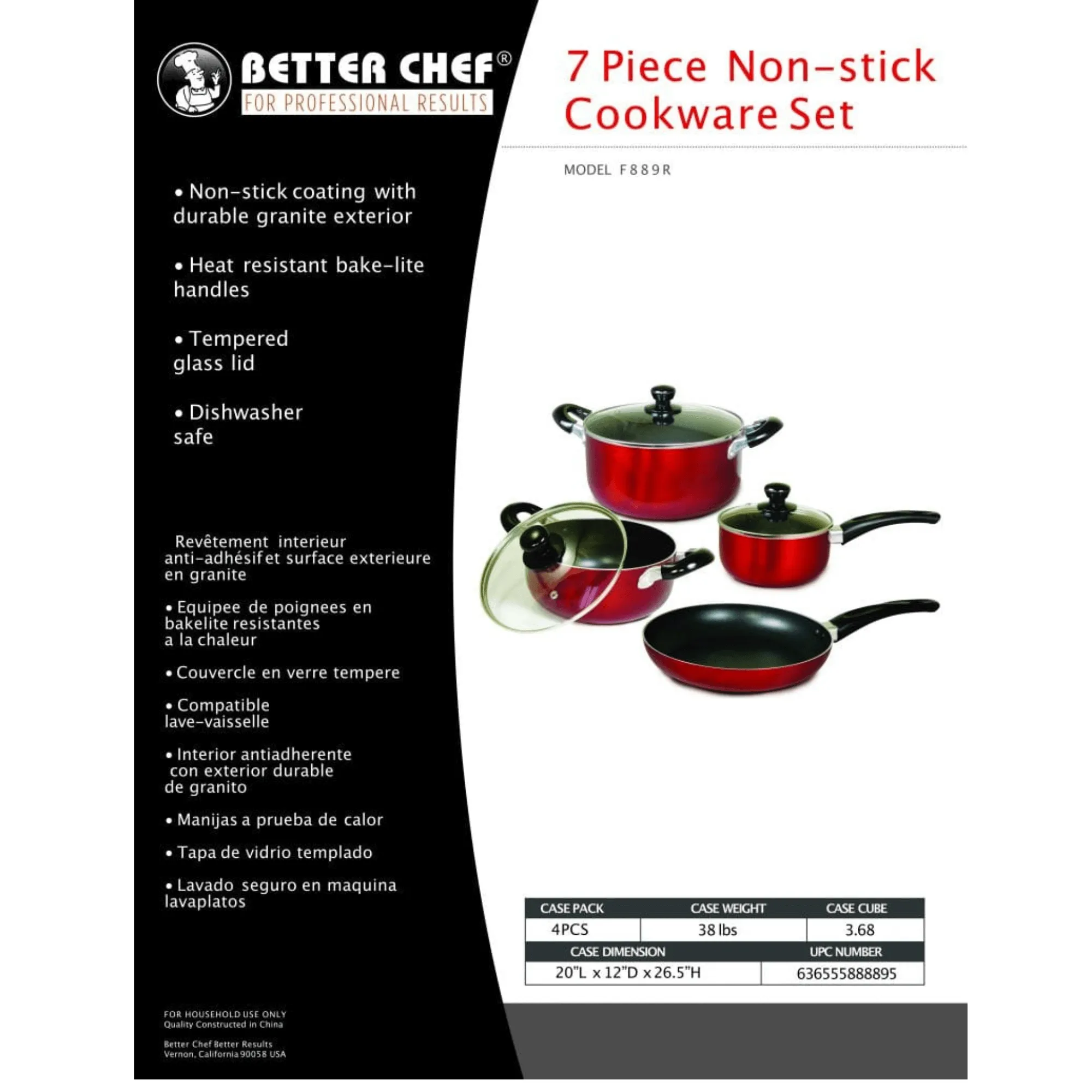 Better Chef 7-Piece Aluminum Non-Stick Cookware Set with Bakelite Hand