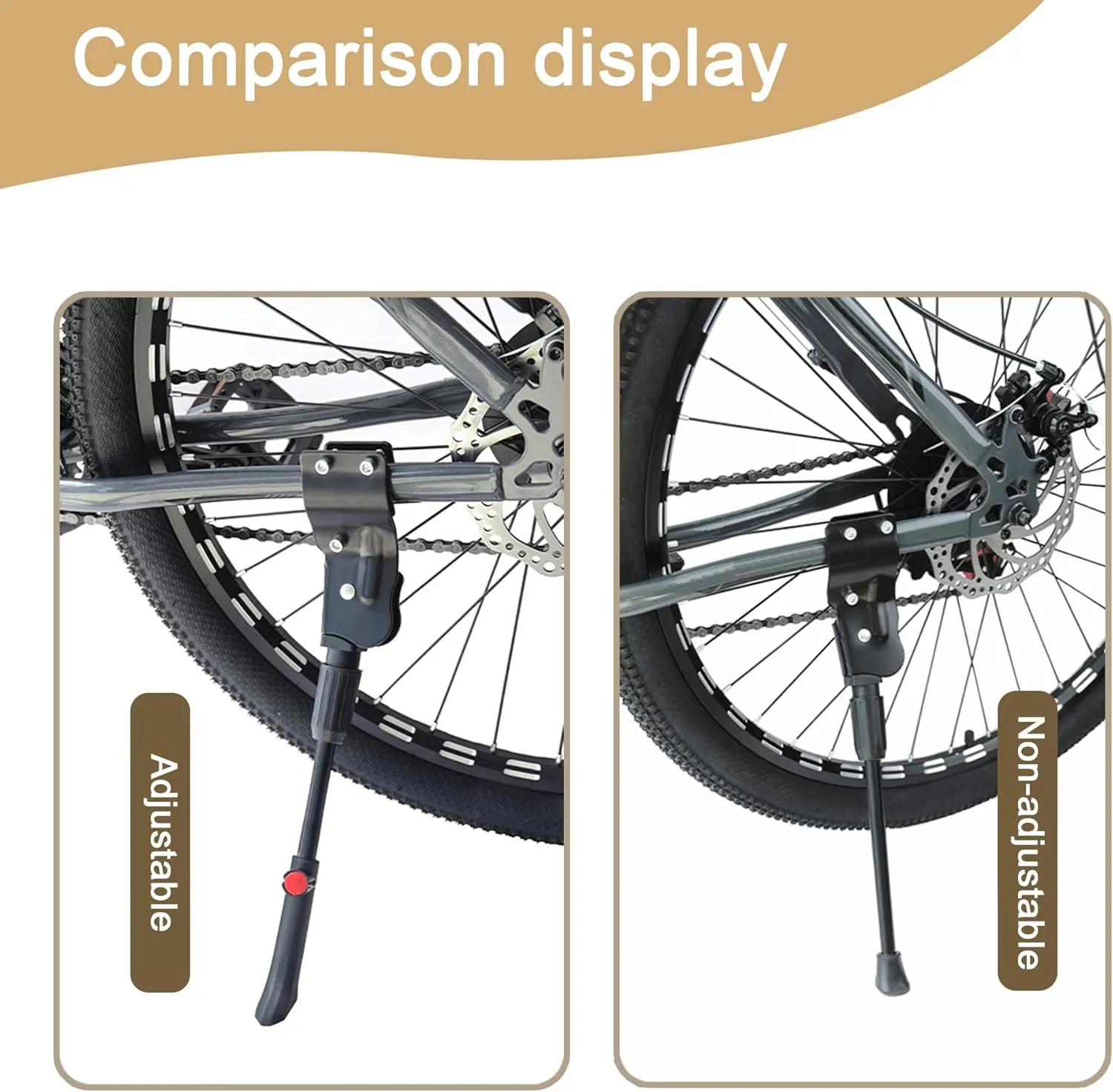 Bike Kickstand for Cinelli Vigorelli 2006, Adjustable Bicycle Kickstand, Suit Mountain Bike, Concealed Spring-Loaded Latch, Aluminum Rear Side Bicycle Stand,B