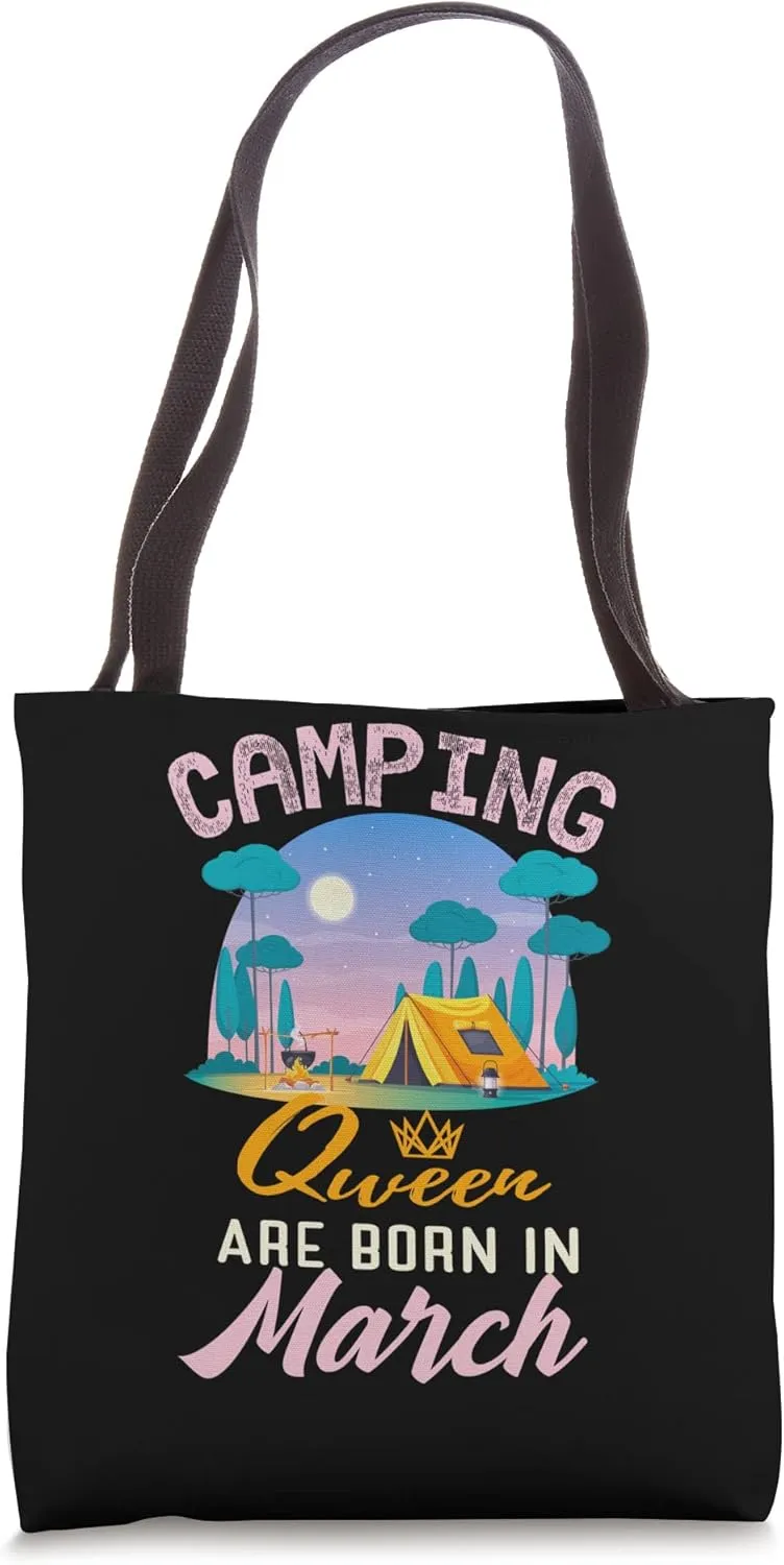 Birthday Camping Queen are Born in March Women Girls Tote Bag