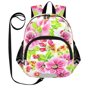 Blossom Berry Foliage White Toddler Harness Backpack for Boys Girls 3-6 Years Kids Backpack with Anti Lost Safety Leash Baby Harness Bookbag for Travel Walking Preschool