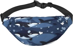 Blue Killer Whale Men'S And Women'S Waist Pack, Crossbody Bag With Adjustable Belt For Running, Traveling, Sports, Hiking