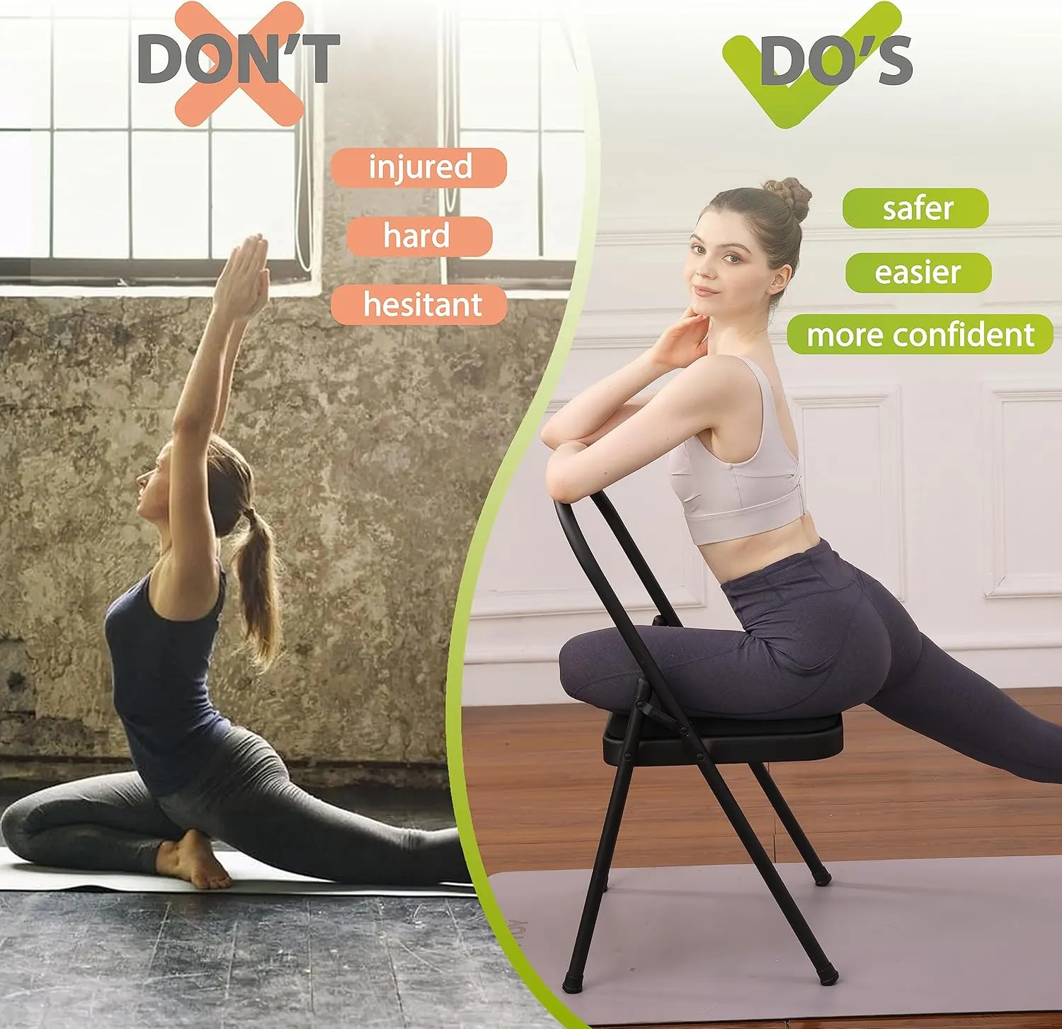 BODY RHYTHM Yoga Auxiliary Chair with Lumbar Back Support for Abs & Core, Balance Handstand, Flexibility and Strength Training and Back Pain Relieving.