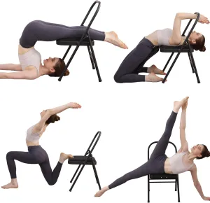 BODY RHYTHM Yoga Auxiliary Chair with Lumbar Back Support for Abs & Core, Balance Handstand, Flexibility and Strength Training and Back Pain Relieving.
