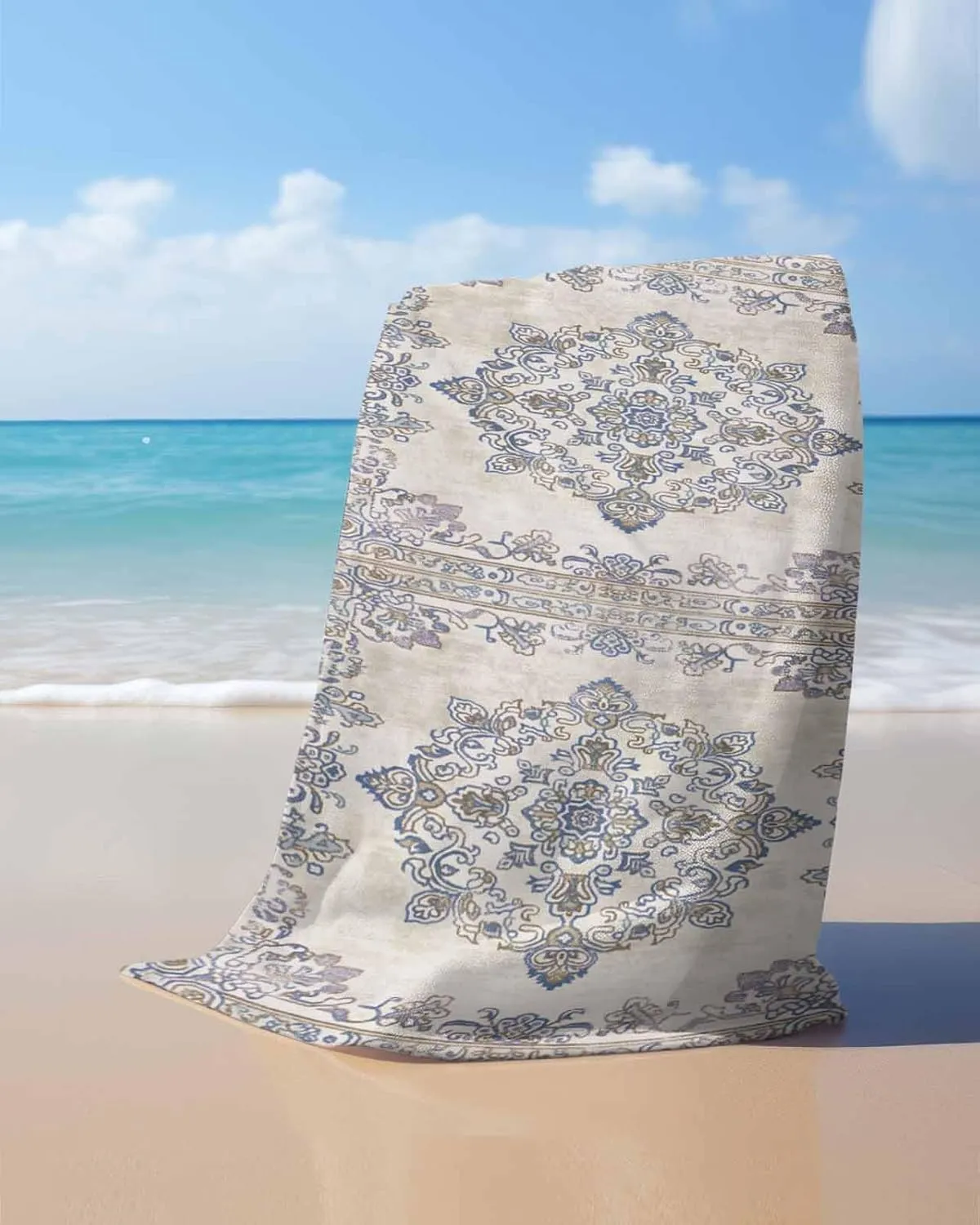 Boho Beach Towel 31"x61" Microfiber Beach Towels Oversized Sand Free Quick Dry Beach Towel/Bath Towels/Yoga Towel/Pool Towels/Travel Towel for Women Men Girls Kids-Retro Brown Texture