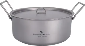 Boundless Voyage Outdoor Camping Titanium Pot 2L Stockpot with Lid Folding Handle Hiking Picnic Portable Big Capacity Soup Pot Home Kitchen