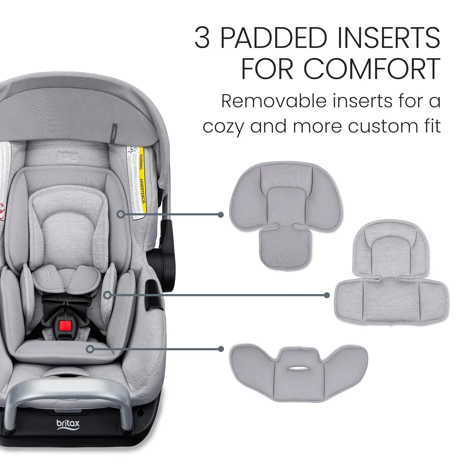 Britax Cypress Infant Car Seat, Rear Facing Car Seat with Alpine Base, ClickTight, Premium Fabrics, Ponte Glacier