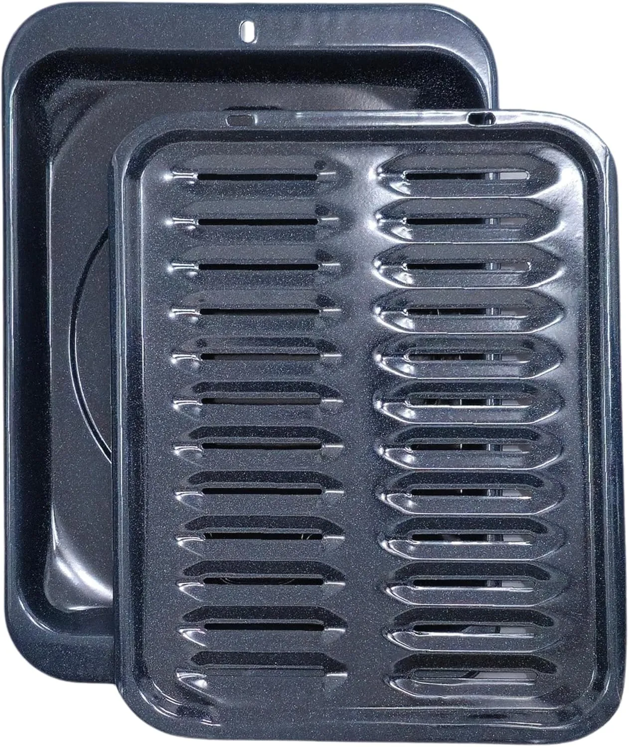 Broiler Pan for Oven Nonstick Porcelain Coated - 16.75” x 13” GE WB48X10056 Replacement Broiling Pan for Oven With Rack Withstands 550° F - Circulates Heat and Drains Fat - Broil and Grill Like a Pro