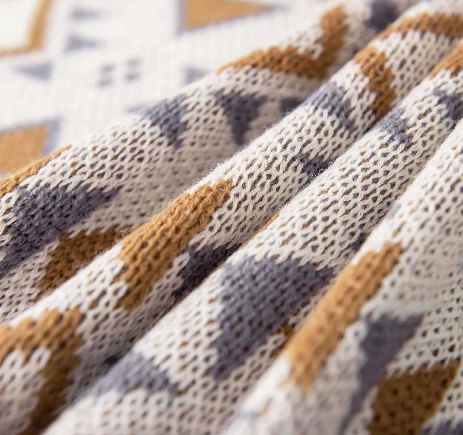 Brown Boho Throw Blankets, Knitted Tassel Vintage Throw Blanket, Soft Lightweight Tan Throw Blanket for Sofa Couch Bed and Living Room- All Seasons (40x60 Inch)