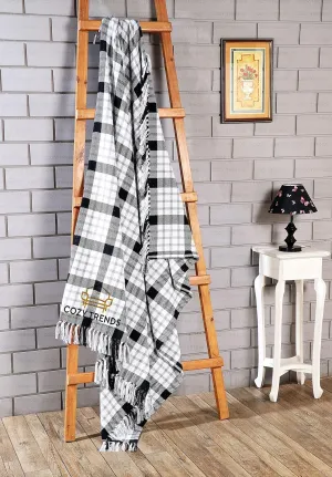 Buffalo Plaid Cotton Throw Blanket for Couch - Farmhouse Throw with Check Pattern - Soft Woven with Decorative Fringe - Lightweight for Bed, Sofa, Chair, Office, Outdoor - 50 x 60 in.