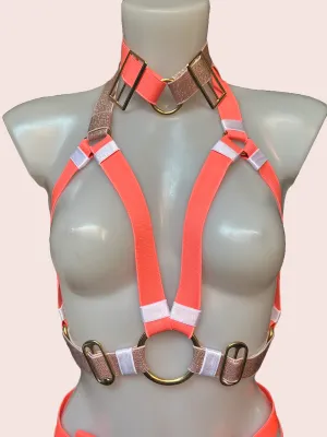 CAGE BRA TOP ONLY - NEON PINK -  Fits M Sizes 10/12-  SAMPLE- UV