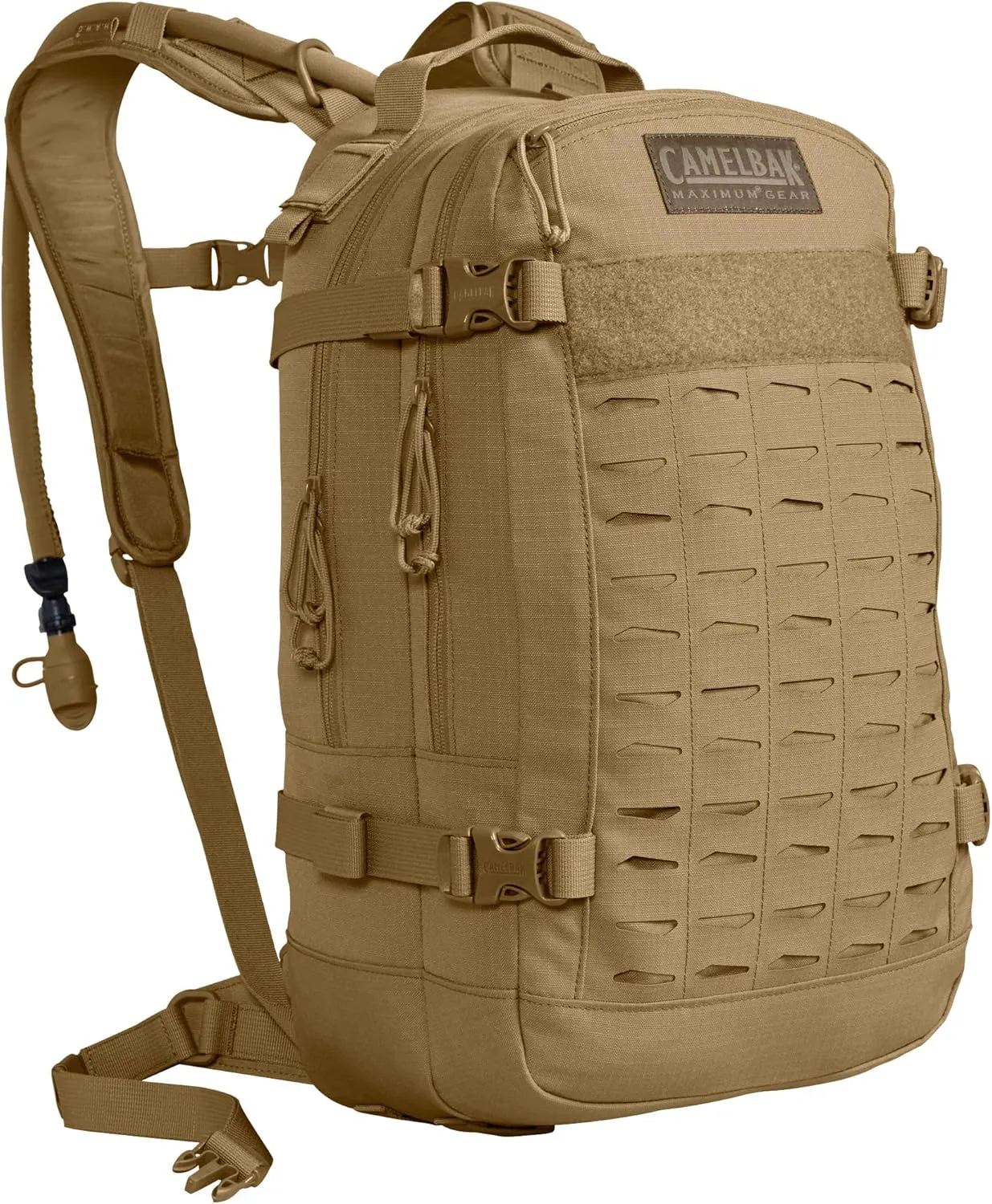 CamelBak H.A.W.G. Tactical Hydration Backpack with 100oz/3L Mil Spec Crux Reservoir Bladder - MOLLE, Coyote