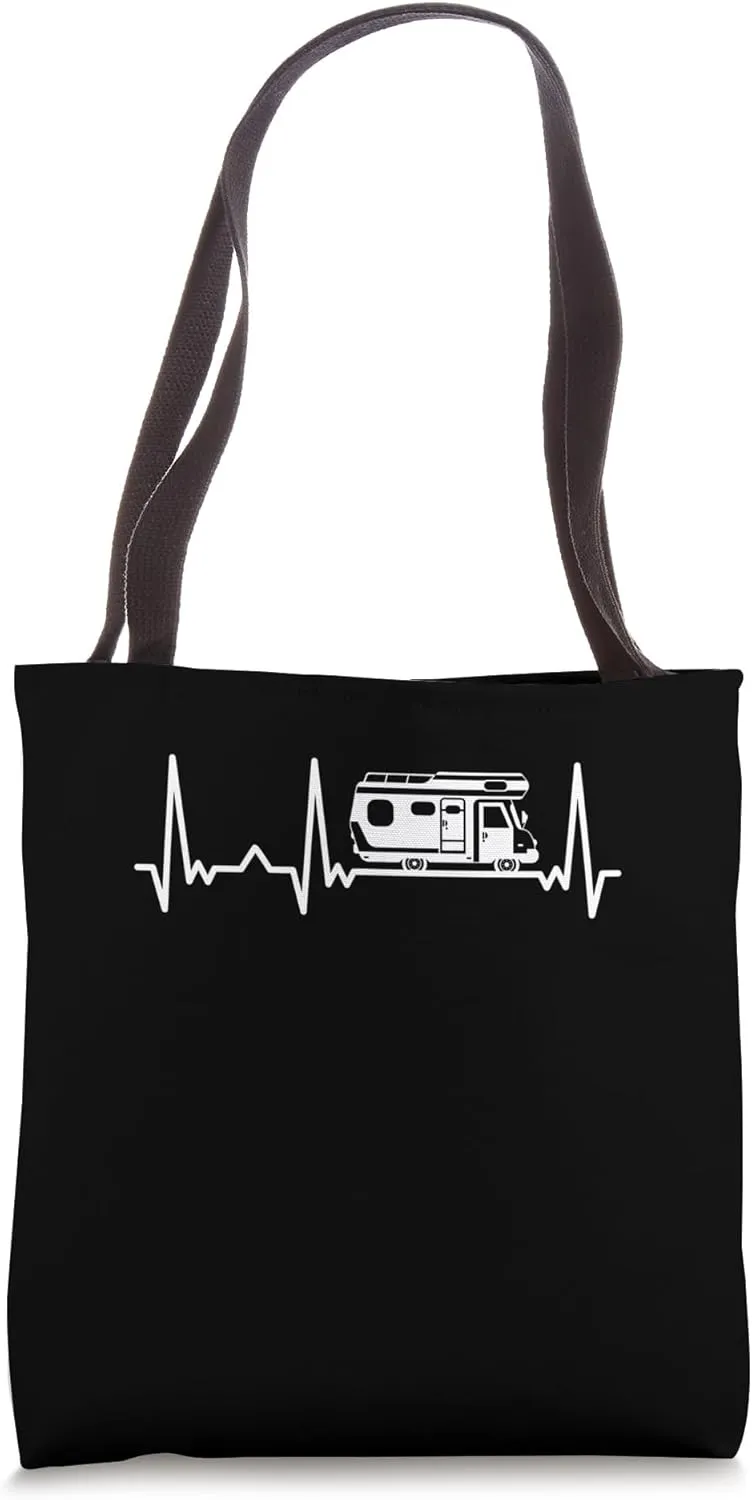 Camper ECG heartbeat camping caravan motorhome Tote Bag