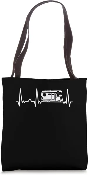 Camper ECG heartbeat camping caravan motorhome Tote Bag