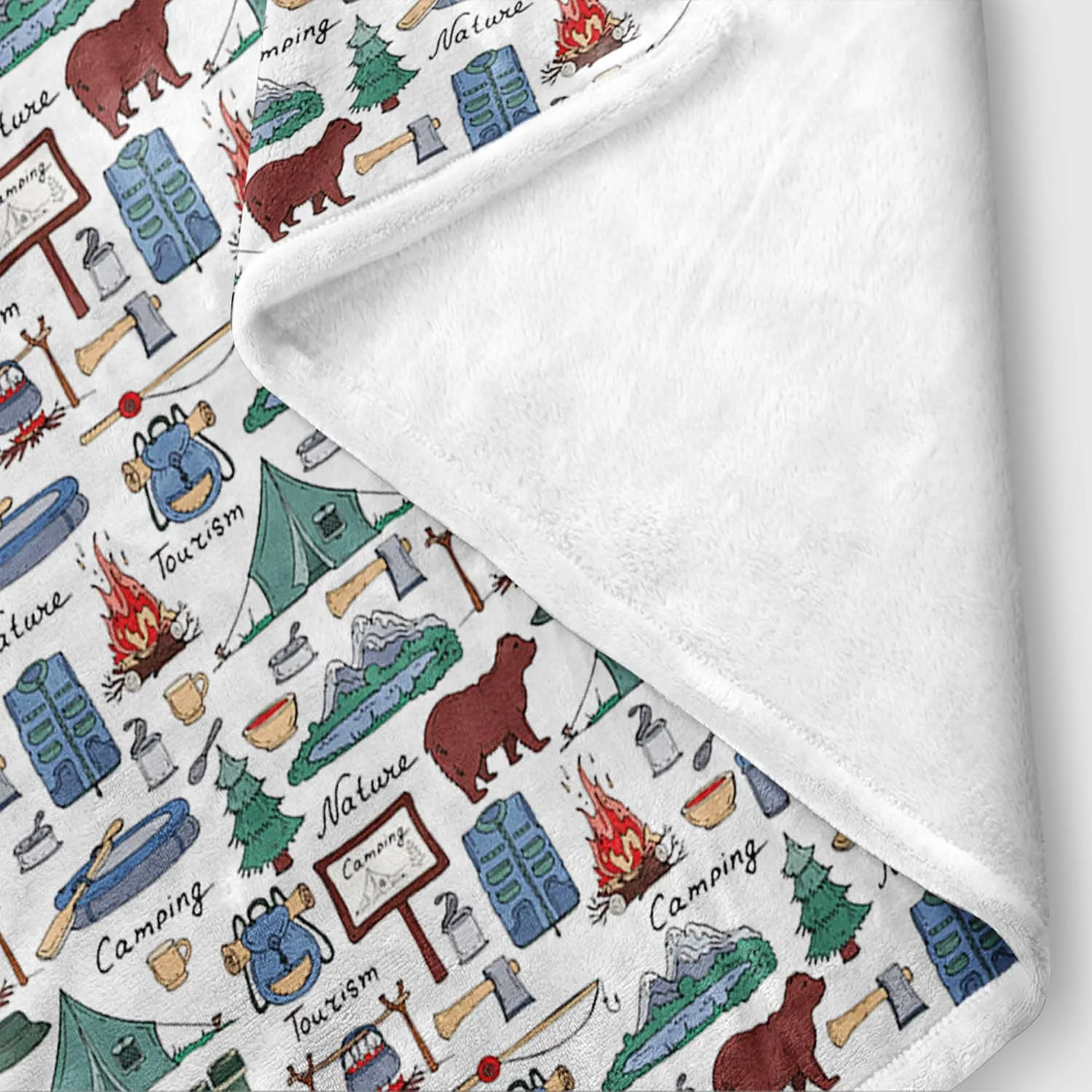 Camper Throw Blanket, RV Camper Accessories for Travel Trailers Throw Blanket, Flannel Camping Soft Warm Cozy Throws Cover for Couch Chair Sofa Bed Outdoor Inside Travel Decor