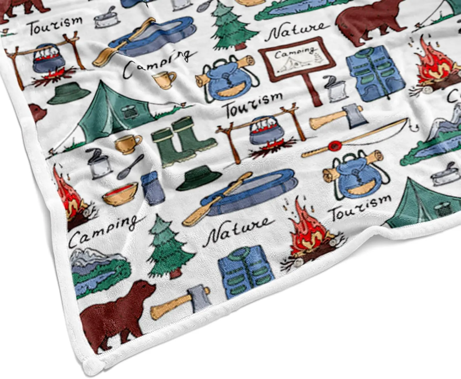 Camper Throw Blanket, RV Camper Accessories for Travel Trailers Throw Blanket, Flannel Camping Soft Warm Cozy Throws Cover for Couch Chair Sofa Bed Outdoor Inside Travel Decor