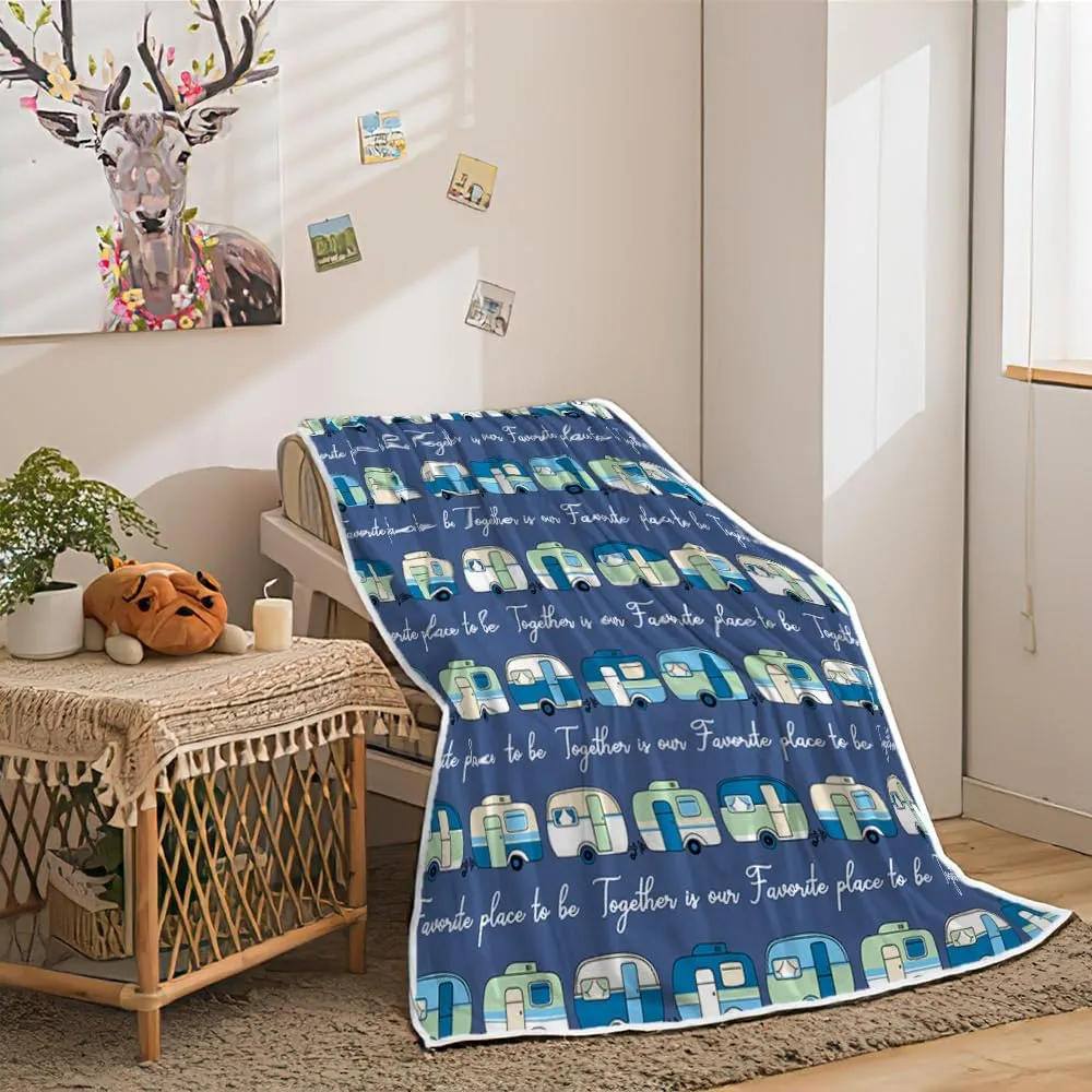 Camping Blanket Camping Lovers Gift Ideas for Men or Woman, Super Soft Throws Flannel Fleece Blankets Gifts for Camper Outdoor, Campsite Outdoors RV Travel Hiking Bed Sofa Couch 60"x90"