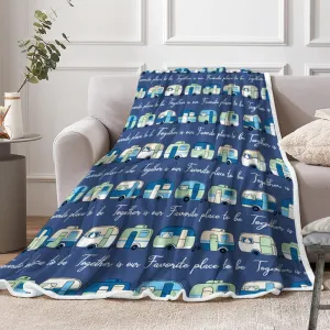 Camping Blanket Camping Lovers Gift Ideas for Men or Woman, Super Soft Throws Flannel Fleece Blankets Gifts for Camper Outdoor, Campsite Outdoors RV Travel Hiking Bed Sofa Couch 60"x90"