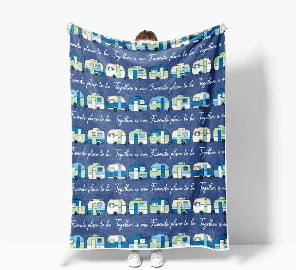 Camping Blanket Camping Lovers Gift Ideas for Men or Woman, Super Soft Throws Flannel Fleece Blankets Gifts for Camper Outdoor, Campsite Outdoors RV Travel Hiking Bed Sofa Couch 60"x90"